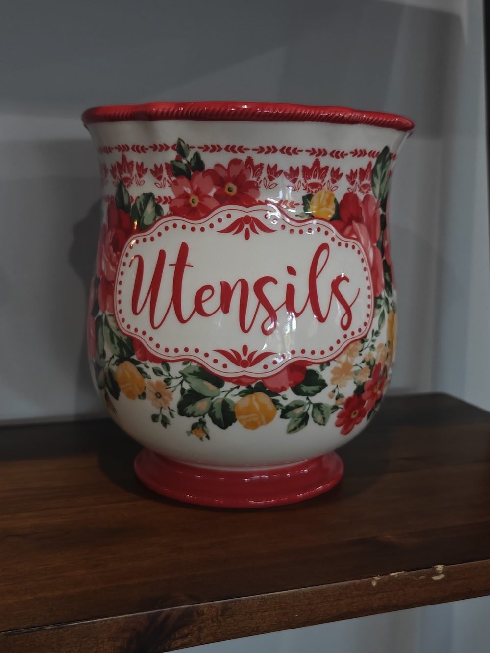 The Pioneer Woman Vintage Floral Stoneware Utensil Holder Like New